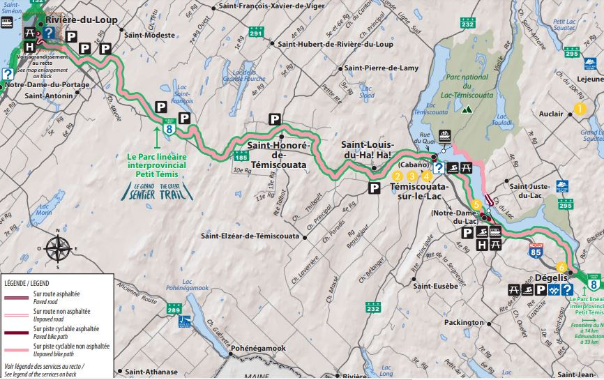 Temiscouata carte circuits de vélo